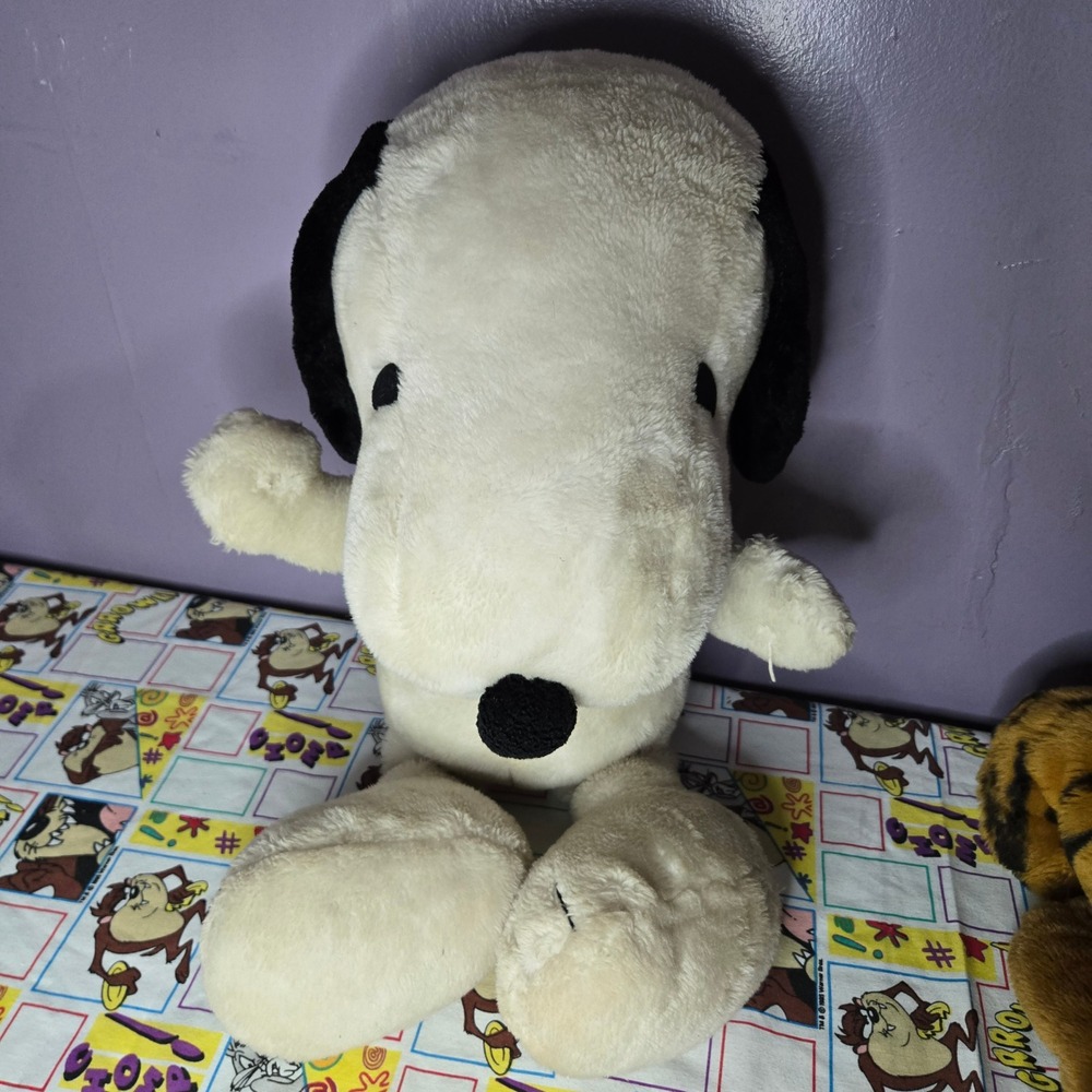 Vintage Large Snoopy Peanuts Plush Stuffed Animal White Dog Damaged READ